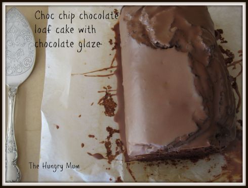 Choc chip chocolate  loaf cake with chocolate glaze