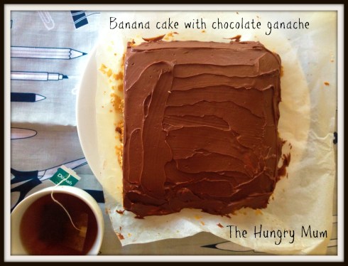 Banana cake w chocolate ganache