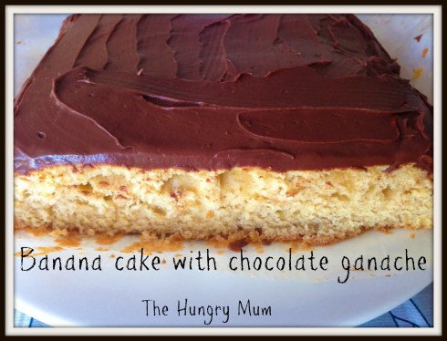 Banana cake with chocolate ganache