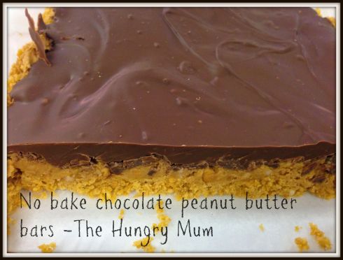 No bake chocolate peanut butter bars -The Hungry Mum
