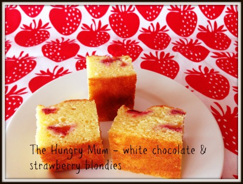 white chocolate and strawberry blondies - The Hungry Mum
