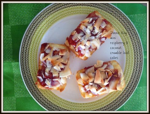 Donna Hay mini raspberry & coconut crumble loaf cakes