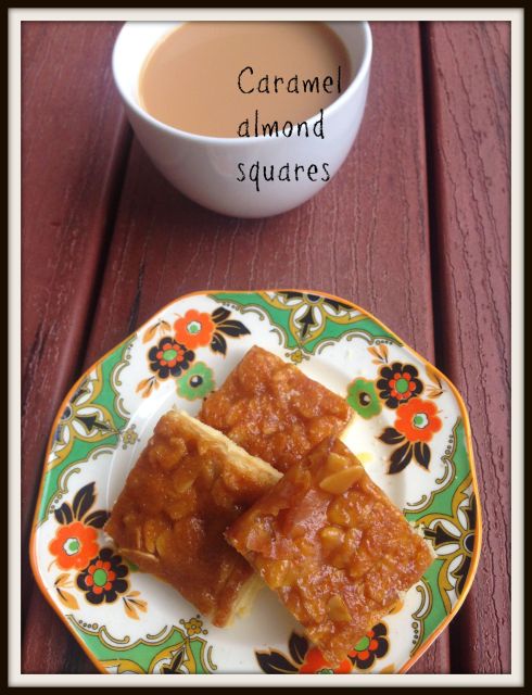 Caramel almond squares