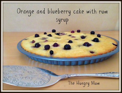 Orange & blueberry cake with rum syrup
