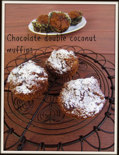 chocolate double coconut muffins