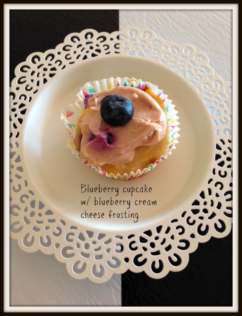 Blueberry cupcake  w blueberry cream cheese frosting