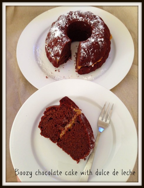 Boozy chocolate cake with dulce de leche