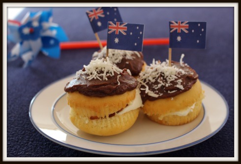 Easy Australia Day dessert Inside out lamington cupcakes - the hungry mum