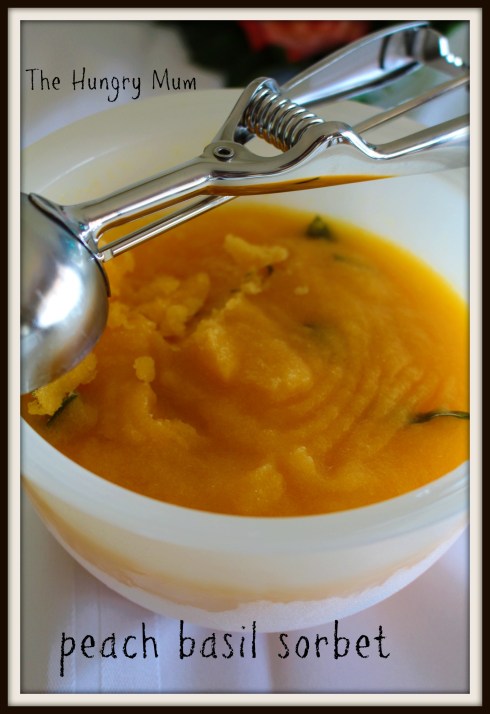 peach basil sorbet - no churn! The Hungry Mum