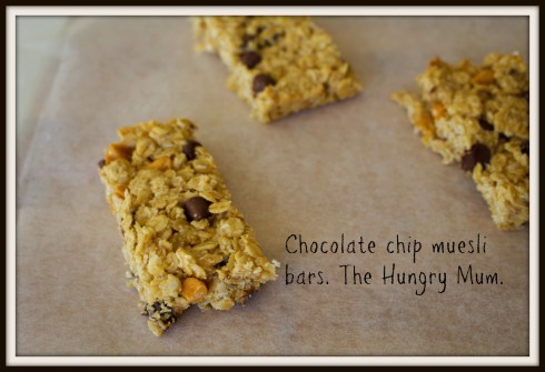 Chocolate chip muesli bars. The Hungry Mum.