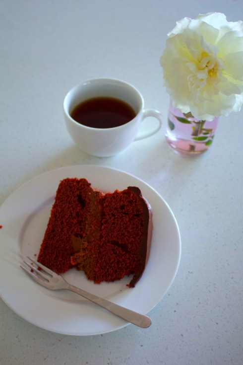 red velvet cake with chocolate mousse