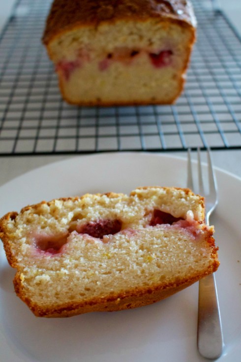 Strawberry, lemon curd & coconut loaf cake